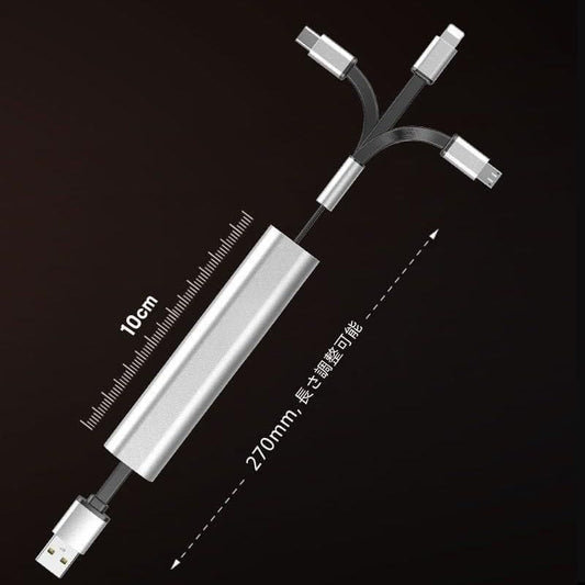 3-in-1 Extendable 3A Rapid Charging Cable – Fast Charging for Multiple Devices