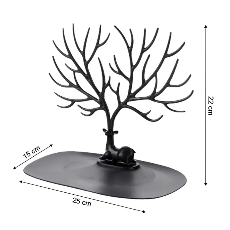 Deer Antlers Jewelry Holder Stand | Tree Design Organizer with Tray | Necklace, Bracelet & Ring Storage Display (Multicolor)