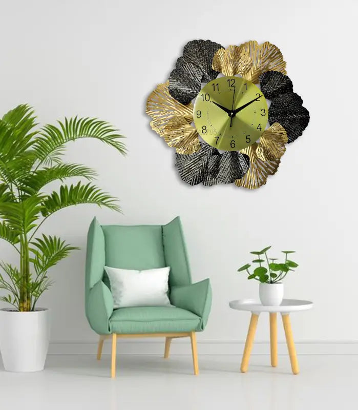 FK Metal Decorative Round Iron Wall Clock (45×45 cm) | Urdu Dial Sunburst Design | Luxury Living Room & Office Wall Décor