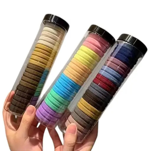60 PCS Elastic Cotton Hair Bands Set | Seamless Soft Hair Ties for Women | Multi-Color No-Damage Ponytail Holders | Suitable for All Hair Types