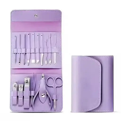 16-in-1 Stainless Steel Manicure Kit | Professional Nail Care & Grooming Set | Portable Travel Case | Unisex Personal Care Tool Kit