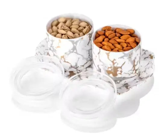 2-in-1 Airtight Dry Fruit Container with Serving Tray | Dual Compartment Storage Box with 2 Spoons | BPA-Free Snack & Pickle Organizer