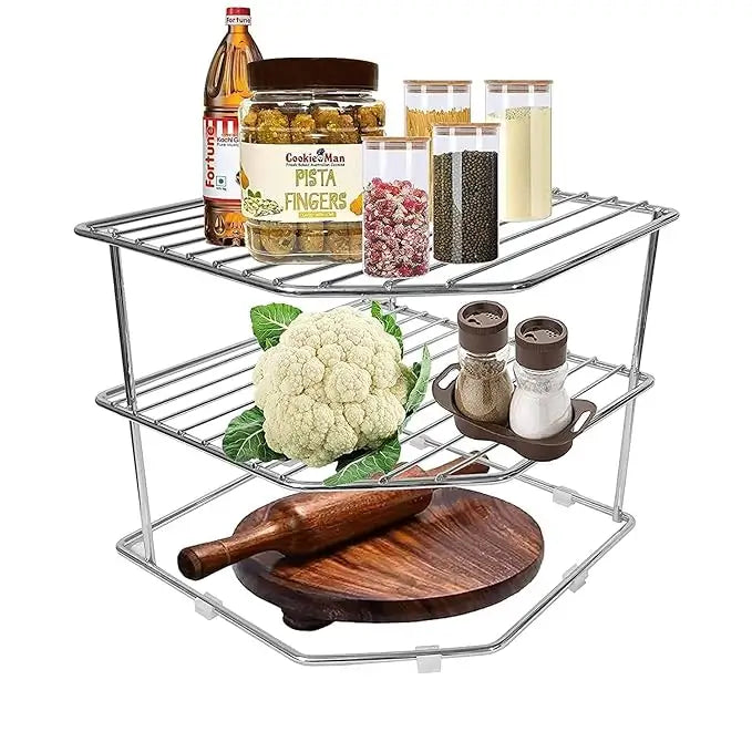 CornerMax Stainless Steel Kitchen Corner Shelf Rack