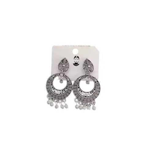 Combo of 4 Pair Oxidised Silver Earrings | Jhumki & Hoop Set for Women & Girls | Indo-Western Stylish Jewellery