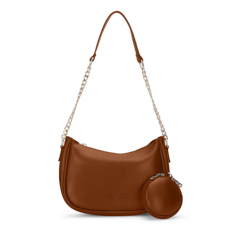 IMARS Small Classic Chain Shoulder Bag (Black) | Vegan Leather Handbag for Women & Girls | Textured Sling Bag with Coin Pouch
