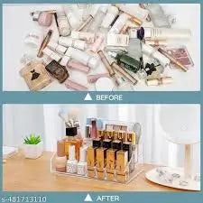 16-Compartment Makeup Organizer | Plastic Vanity Storage Box for Cosmetics, Brushes, Perfumes & Lipsticks