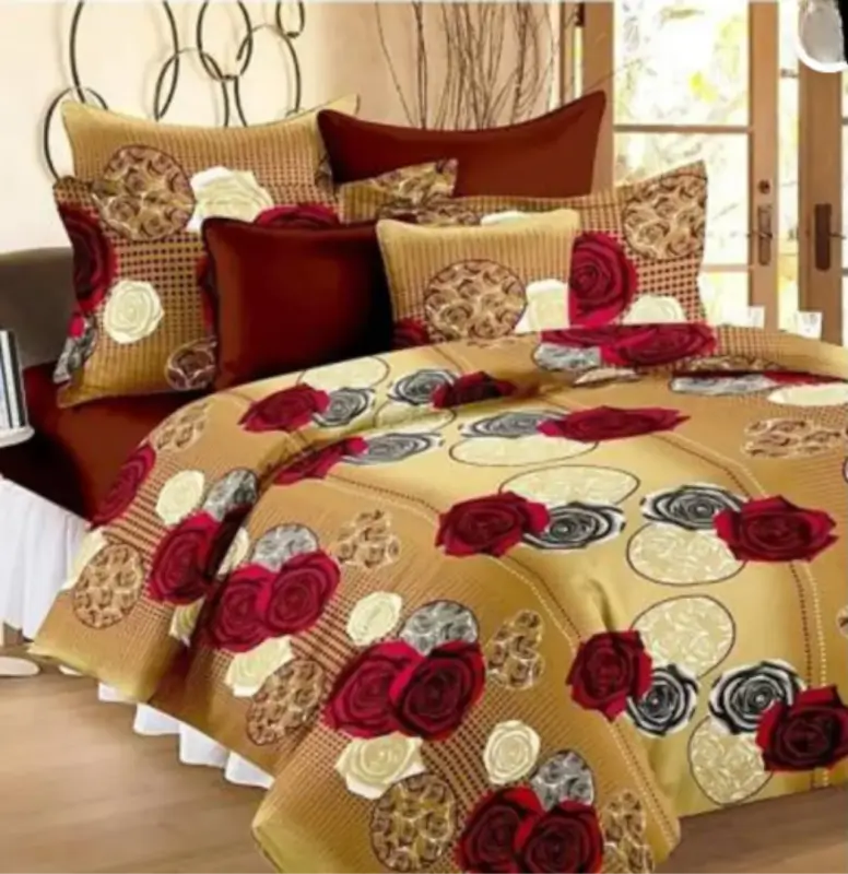 Glace Cotton King Size Bedsheet with 2 Pillow Covers | 3D Printed Double Bed Sheet Set | Soft, Breathable & Durable Bedding
