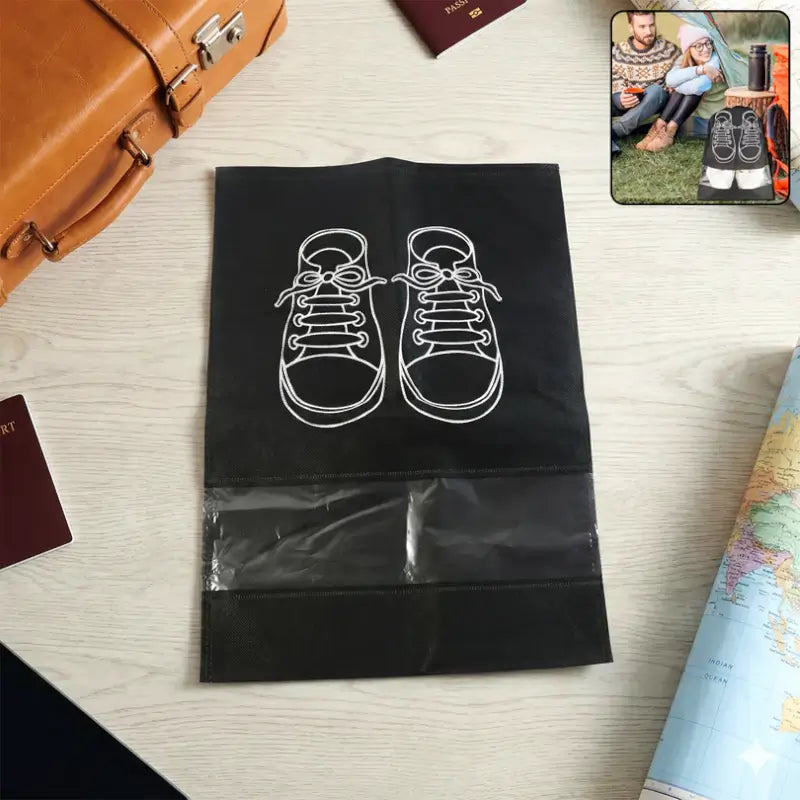 Portable Non-Woven Travel Shoe Storage Bag with Transparent Window | Dustproof Foldable Shoe Organizer Pouch (1 Pc)