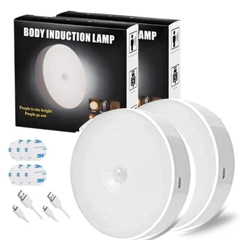 USB Rechargeable Motion Sensor LED Light | Wireless Self-Adhesive Magnetic Night Lamp | PIR Auto ON/OFF Wardrobe & Cabinet Light (White)