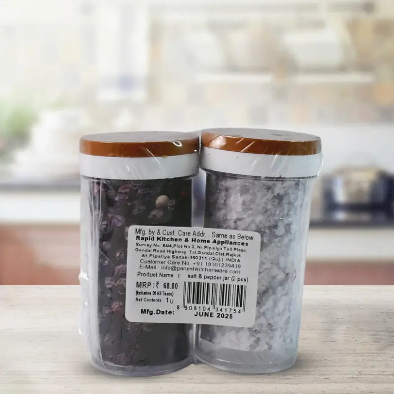 Airtight Transparent Kitchen Storage Jar Set (2 Pc) | Multipurpose Spice & Food Containers with Wooden Finish Lid