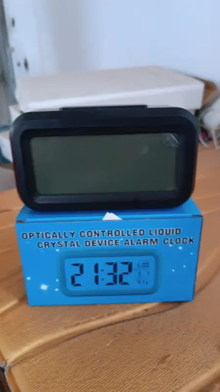 Digital LCD Alarm Clock with Auto Backlight | Battery Powered Table Clock | Time, Date & Temperature Display | Compact Desk & Bedside Clock