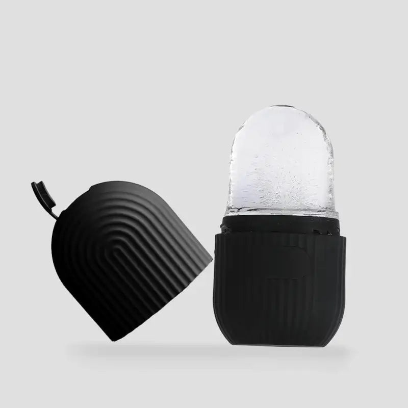Face Ice Roller Massager | Reusable Silicone Ice Mold for Face | De-Puffing Skin Care Tool for Swelling, Pores & Dark Circles (Black)