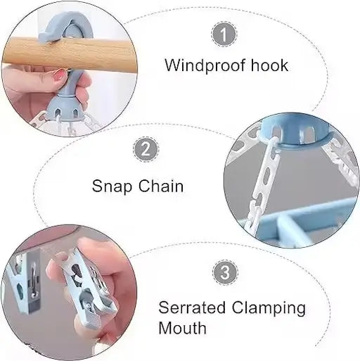 CLICK US Plastic Square Clothes Drying Hanger with 28 Clips | 360° Rotatable Foldable Laundry Drying Stand