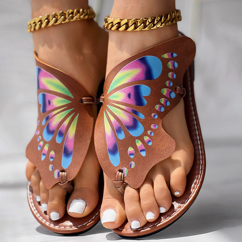 ButterflyBloom Flip Flops – Comfortable Summer Beach Sandals for Women