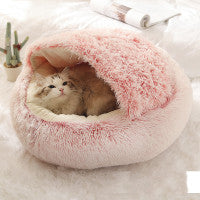 SnuggleNest 2-in-1 Pet Bed – Plush Warm Round Bed for Dogs & Cats
