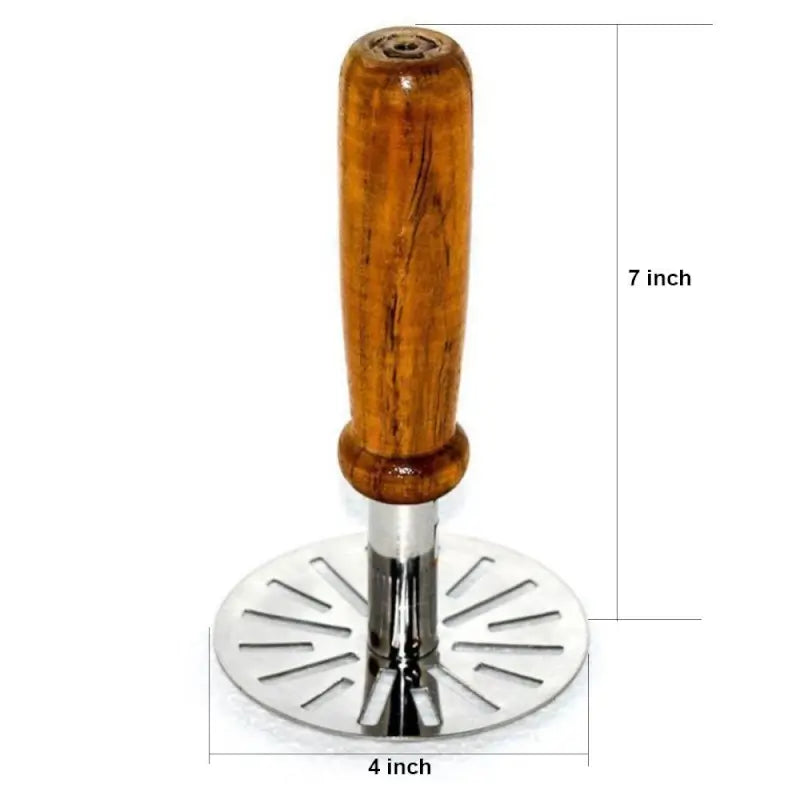 MashPro Stainless Steel Potato Masher – Wooden Handle Kitchen Tool