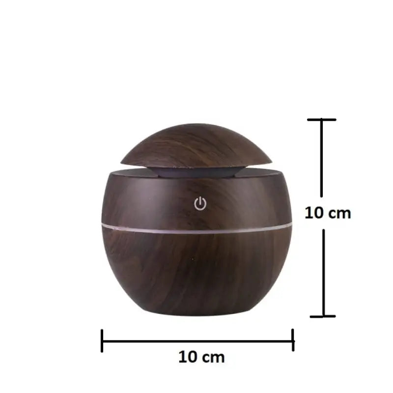 AromaGlow Wooden Humidifier – Essential Oil Diffuser with 7-Color LED Light (130ml)