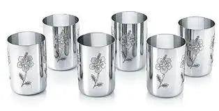 SteelSip Premium Stainless Steel Glass Set – Water & Juice Glasses (Pack of 6)