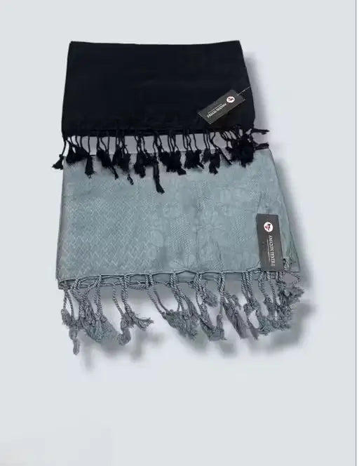 Pack of 2 Women’s Self-Design Stoles | Soft Viscose Rayon Wraps | Lightweight Matte Finish Scarves with Tassels