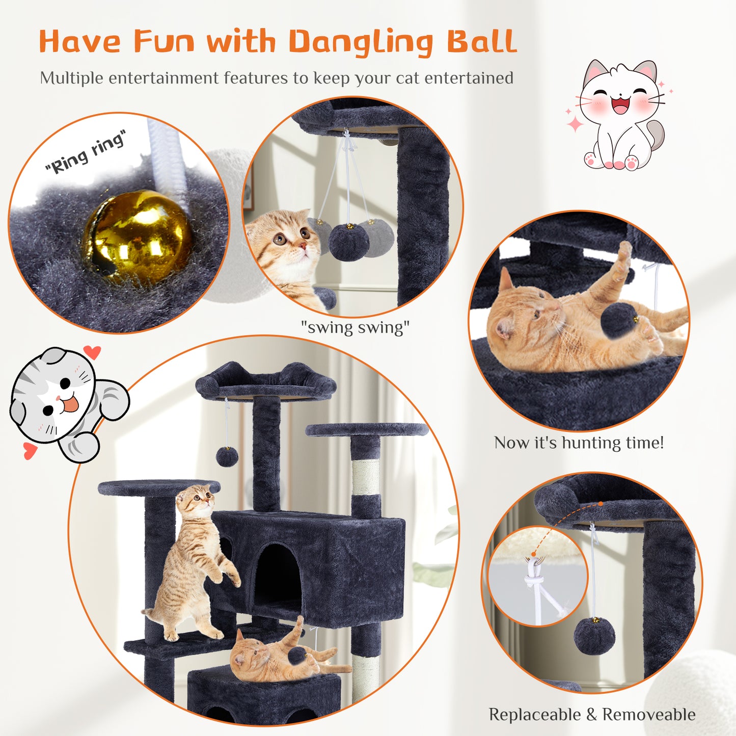 Multi-Functional Cat Treehouse & Cat Climbing Frame – Play, Scratch & Lounge