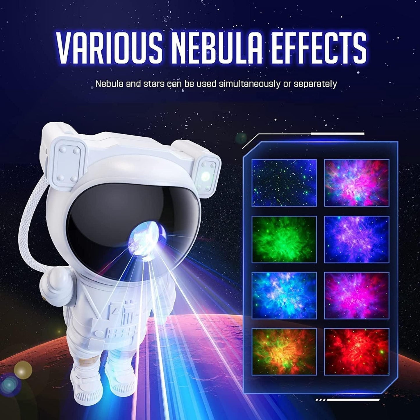 CosmoDream Astronaut Galaxy Projector – 360° Magnetic Head Rotation Star & Nebula Night Light with Remote Control | Space-Themed Bedroom Lamp for Kids & Home Décor
