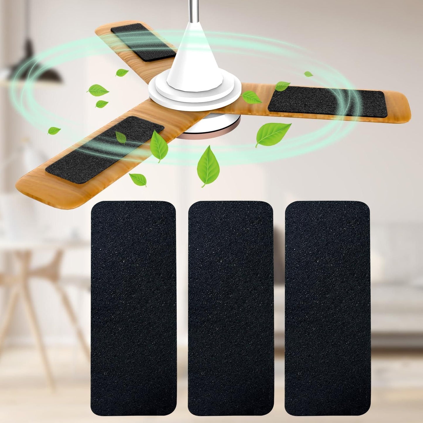 AirPure Carbon Fan Filters (3 Pack) – Activated Coconut Shell Air Purifier Pads for Ceiling Fans | Helps Reduce Odor, Dust & Air Impurities at Home