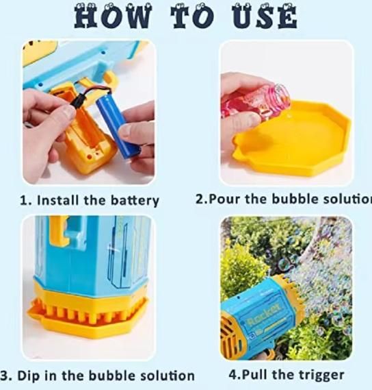 BubbleBlitz Automatic Bubble Gun – Kids Soap-Based Bubble Blower | Fun, Safe & Easy Outdoor Toy