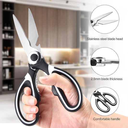 ChefMate Multifunction Kitchen Scissors – Chicken, Meat, Vegetable Cutter, Nutcracker & Bottle Opener (1 Pc)