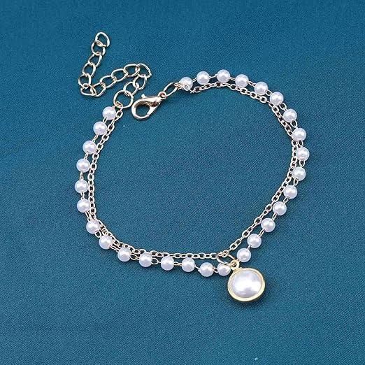 Elegant Layered Pearl Hand Chain Bracelet – Stylish Gift for Her