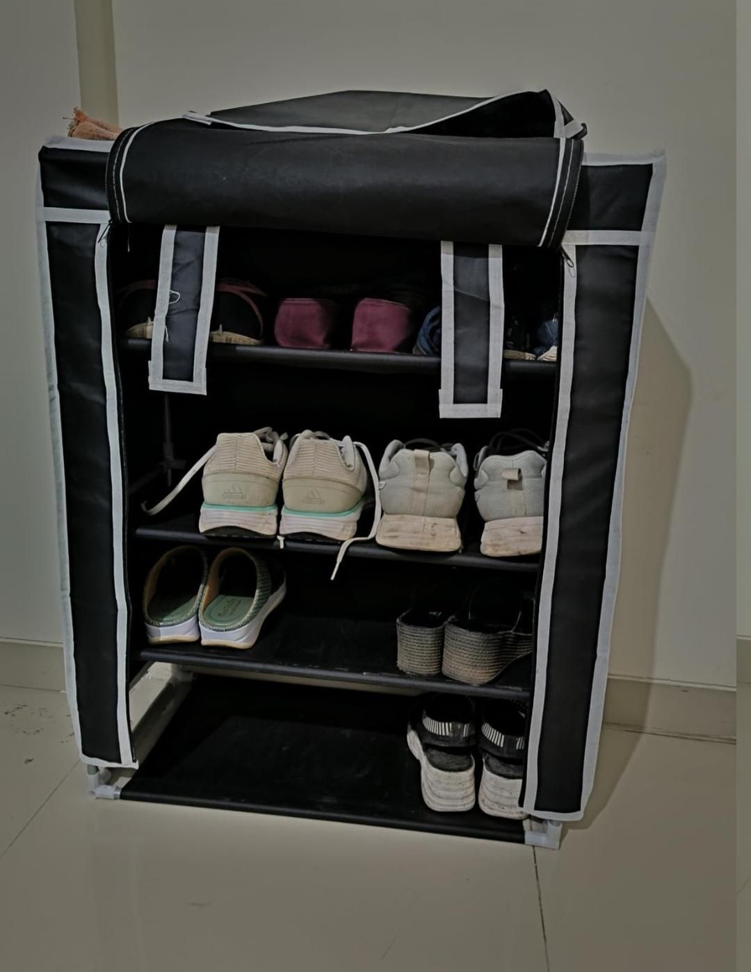 FlexiWard Collapsible Wardrobe & Shoe Rack – 4-Layer Portable Storage Cabinet for Clothes, Shoes & Home Organization | Foldable Space-Saving Design