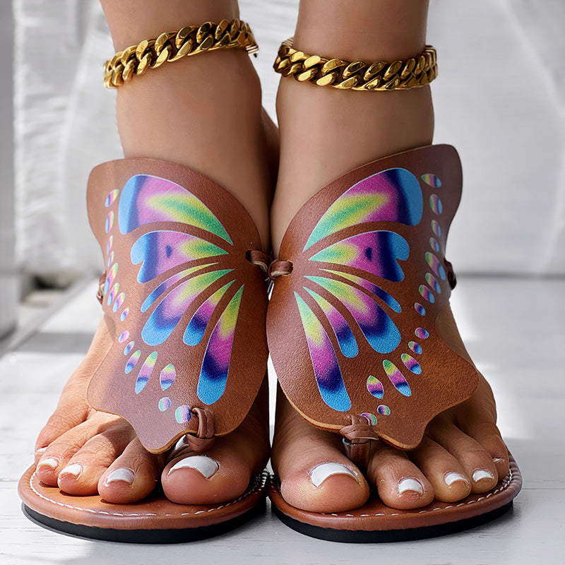 ButterflyBloom Flip Flops – Comfortable Summer Beach Sandals for Women
