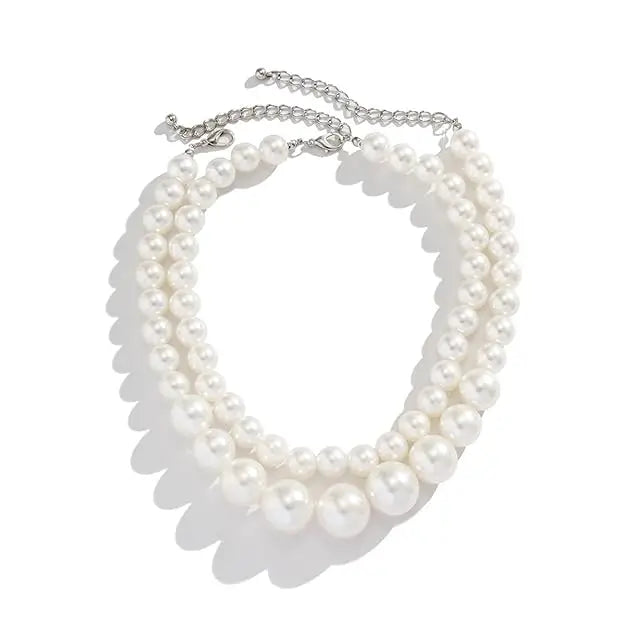 Artificial Pearl Mala Set (2 Layer) with Earrings | Elegant Imitation Jewellery Set | Adjustable Traditional Necklace for Women