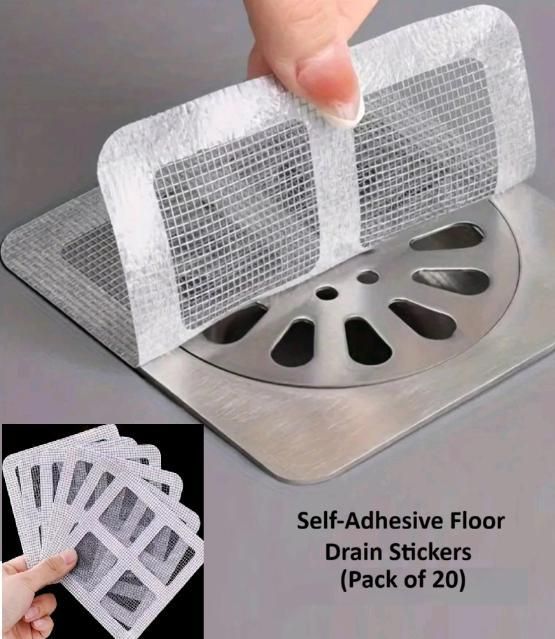 DrainGuard Self-Adhesive Floor Drain Stickers – Hair Catcher Filters (Pack of 20)