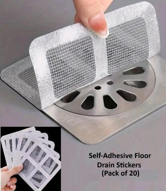 DrainGuard Self-Adhesive Floor Drain Stickers – Hair Catcher Filters (Pack of 20)