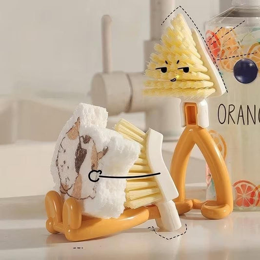 Foldable Triangular Gap Cleaning Brush with Soap Holder (Pack of 2) – Easy Reach Corners & Edges