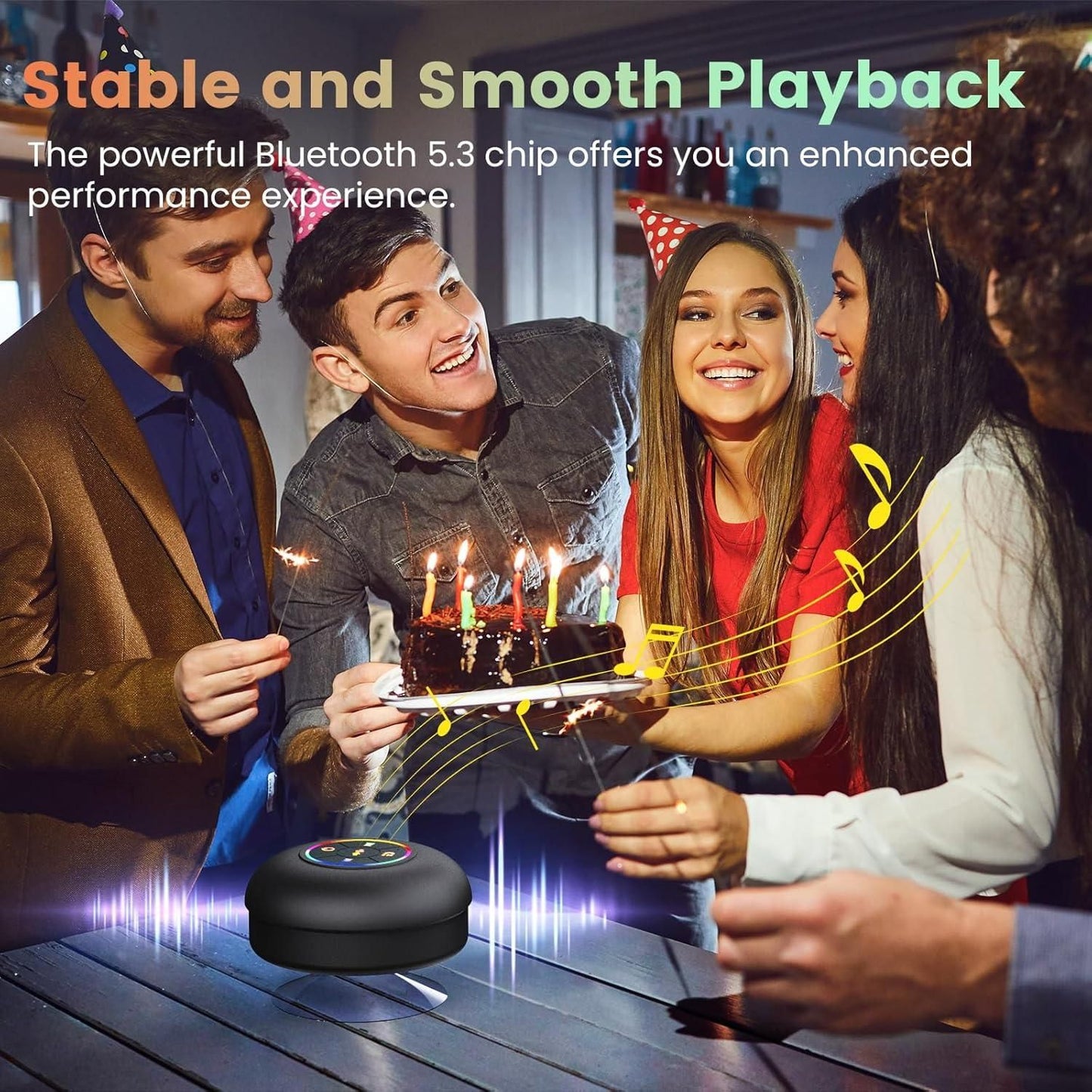 AquaBeat Pro – Waterproof Suction Bluetooth Speaker | Portable Pool, Shower & Travel Audio with Strong Bass