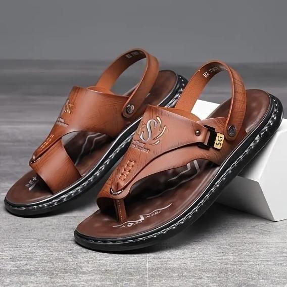 ComfortStep Men’s Casual Sandals – Synthetic Leather Everyday Wear