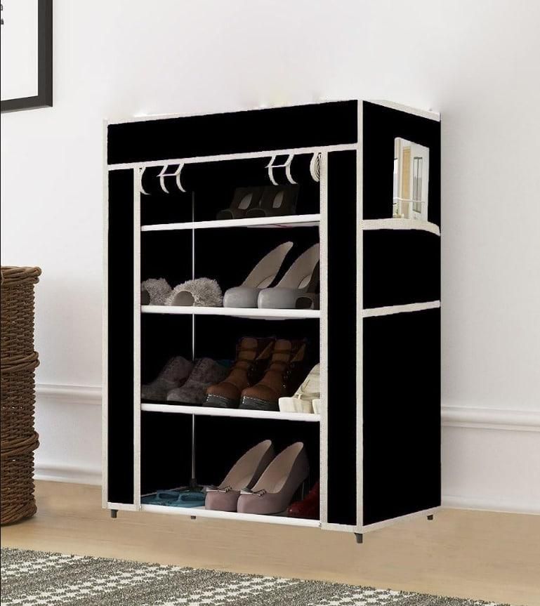 FlexiWard Collapsible Wardrobe & Shoe Rack – 4-Layer Portable Storage Cabinet for Clothes, Shoes & Home Organization | Foldable Space-Saving Design