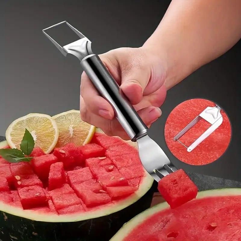 SliceServe 2-in-1 Watermelon Cutter & Fork – Stainless Steel Fruit Slicer
