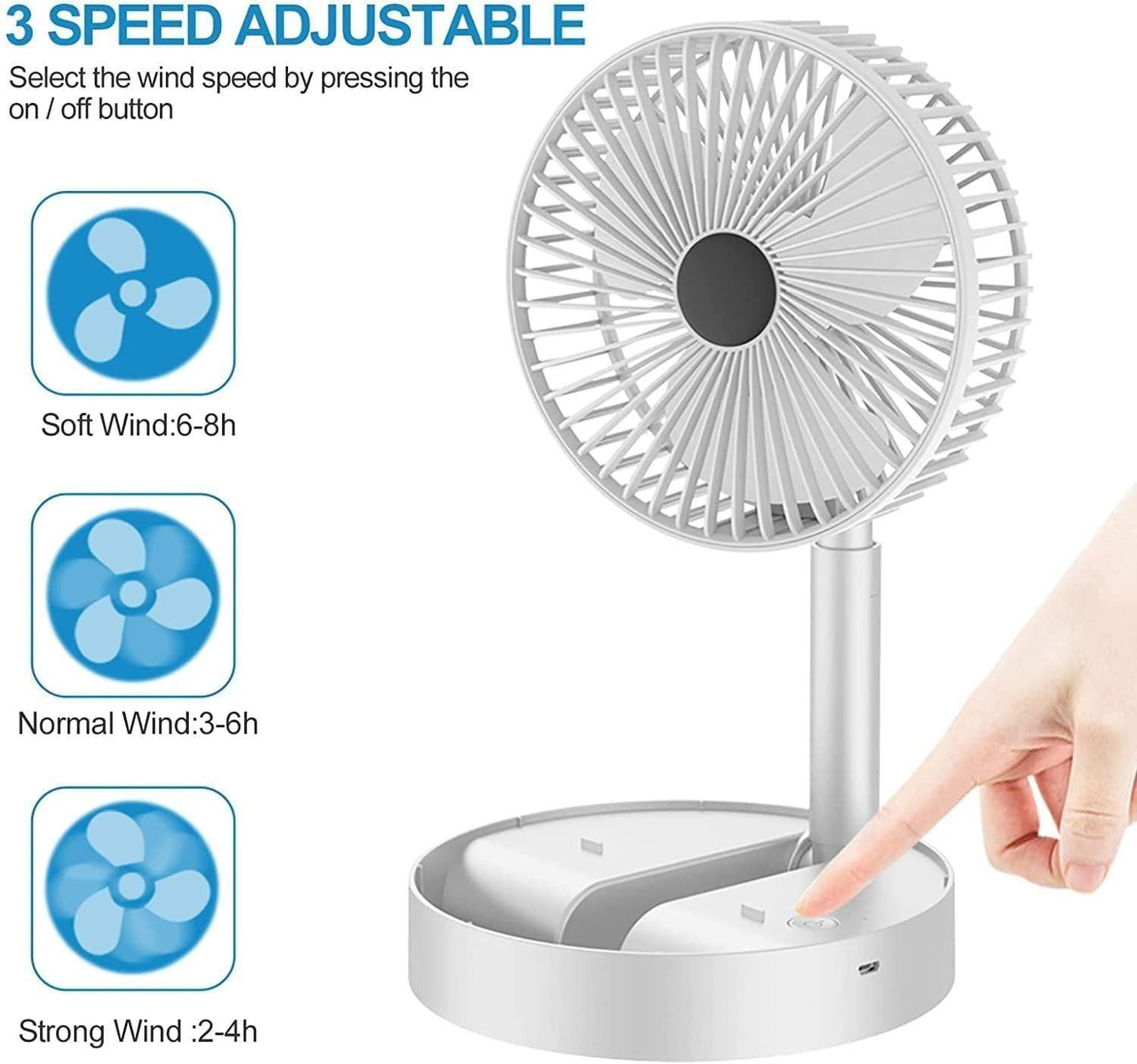 BreezePro Rechargeable High-Speed Table Desk Fan – Portable, Powerful Airflow with Long Battery Backup