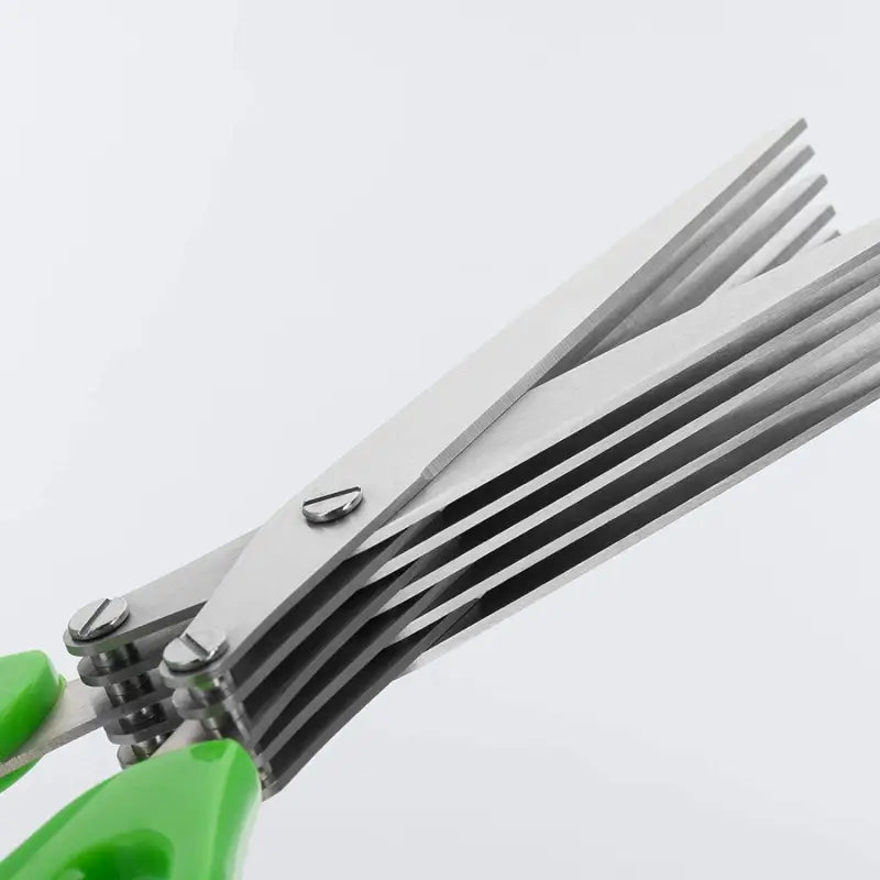 5-Blade Stainless Steel Herb Scissors | Multifunction Vegetable Cutter with Cleaning Comb | Kitchen & Office Shredding Tool