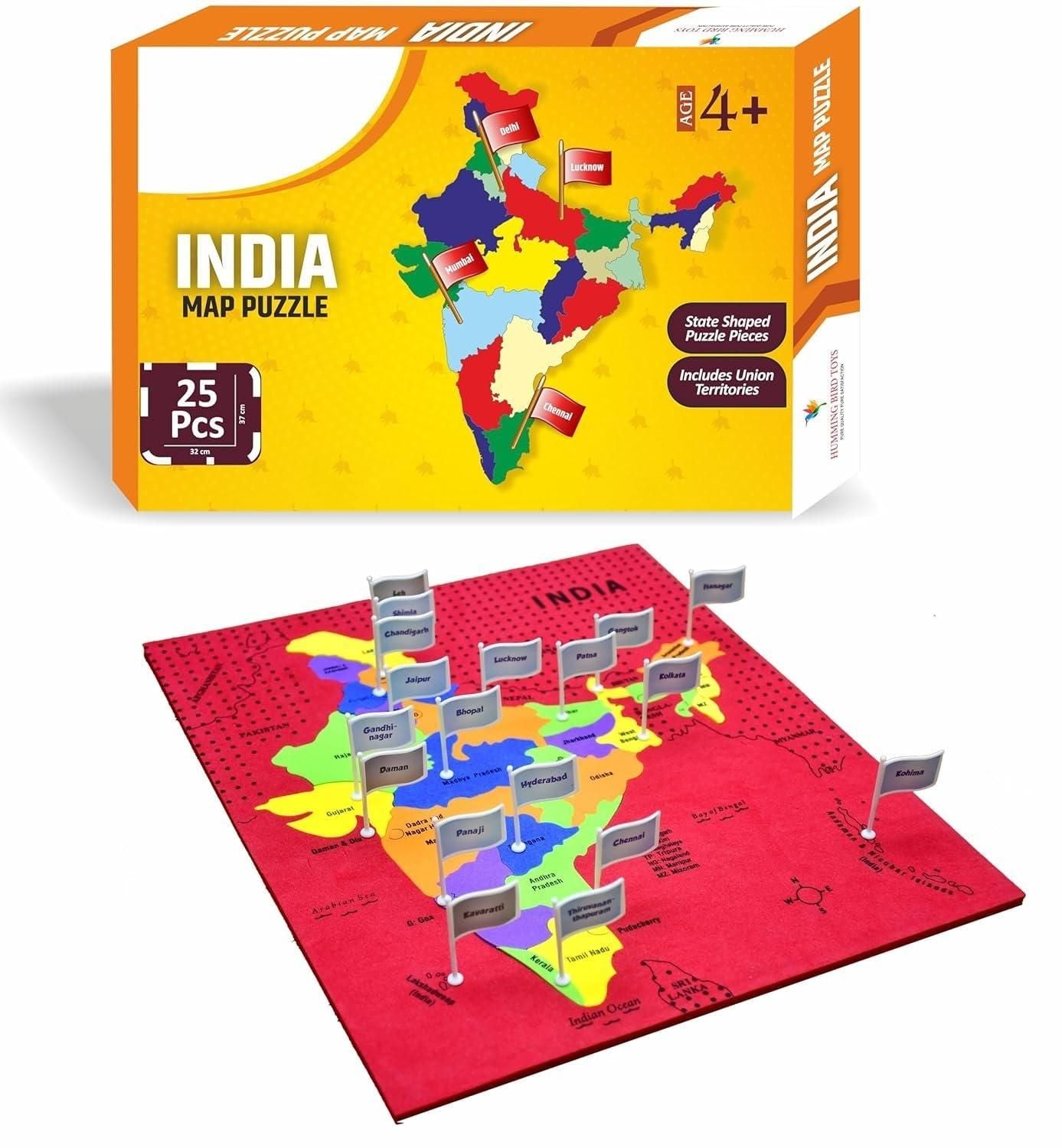 IndiaMap Jigsaw Puzzle – Educational Learning Puzzle of Indian States, Capitals & Flags for Kids