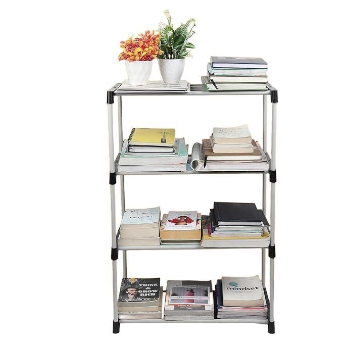 SpaceStack 4-Tier Metal Storage Rack – Multi-Purpose Organiser for Shoes, Books, Kitchen & Home | Space-Saving Vertical Stand