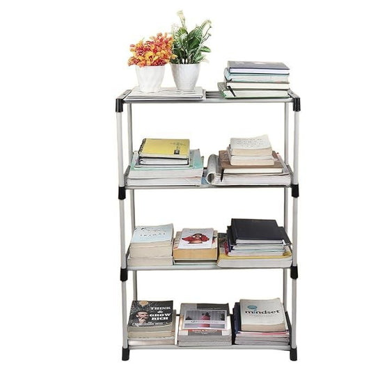 SpaceStack 4-Tier Metal Storage Rack – Multi-Purpose Organiser for Shoes, Books, Kitchen & Home | Space-Saving Vertical Stand