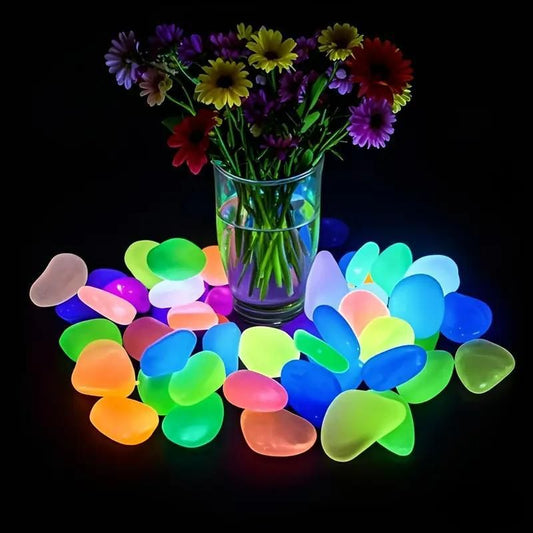 LumiPebble Glow Stones Set (100 pcs) – Luminous Decorative Pebbles for Garden, Aquarium, Pathways &amp; Home Night Decor