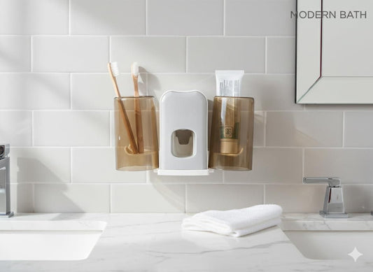 SmartHold Wall-Mounted Toothbrush Holder with Automatic Toothpaste Dispenser