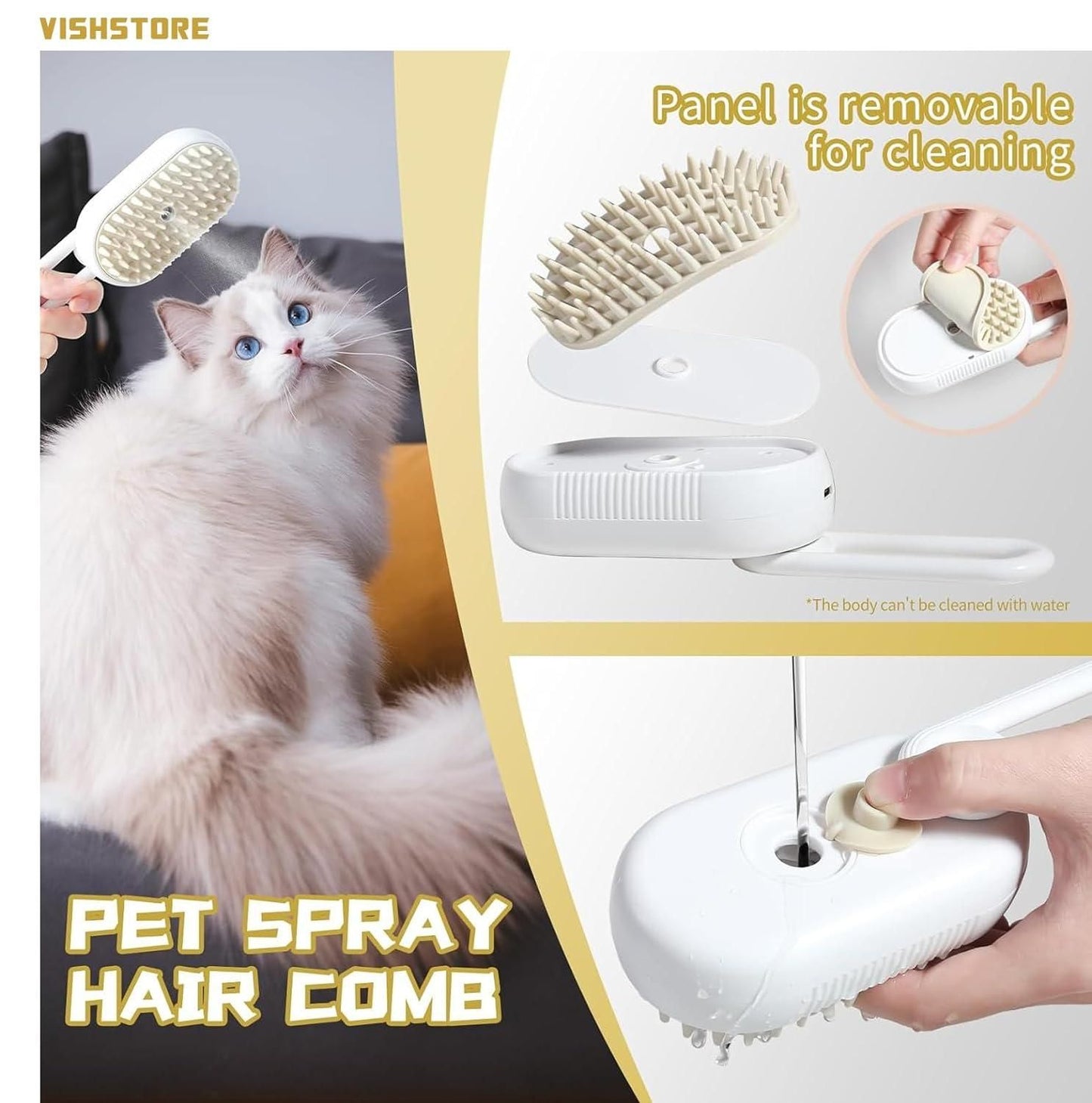 PawSteam Steam Brush for Dogs & Cats – Grooming, Deodorizing & Fur Care Tool