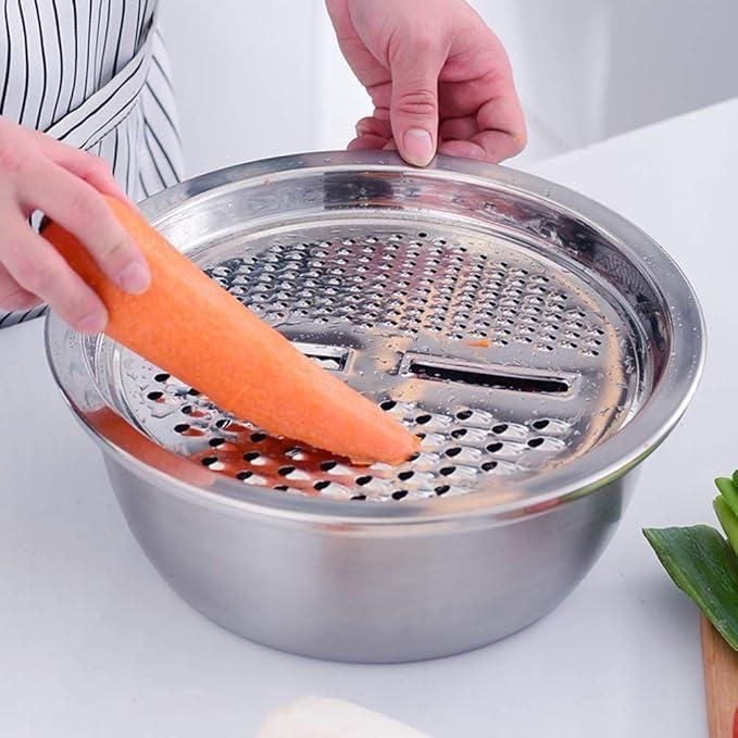 ChefMate 3-in-1 Stainless Steel Kitchen Drain Basket Set – Multi-Purpose Strainers for Fruits, Vegetables & Utensils