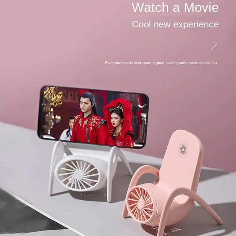 Portable Mobile Holder Fan | Handheld & Desk USB Rechargeable Personal Fan | 3-Speed Cooling Fan (Battery Not Included)