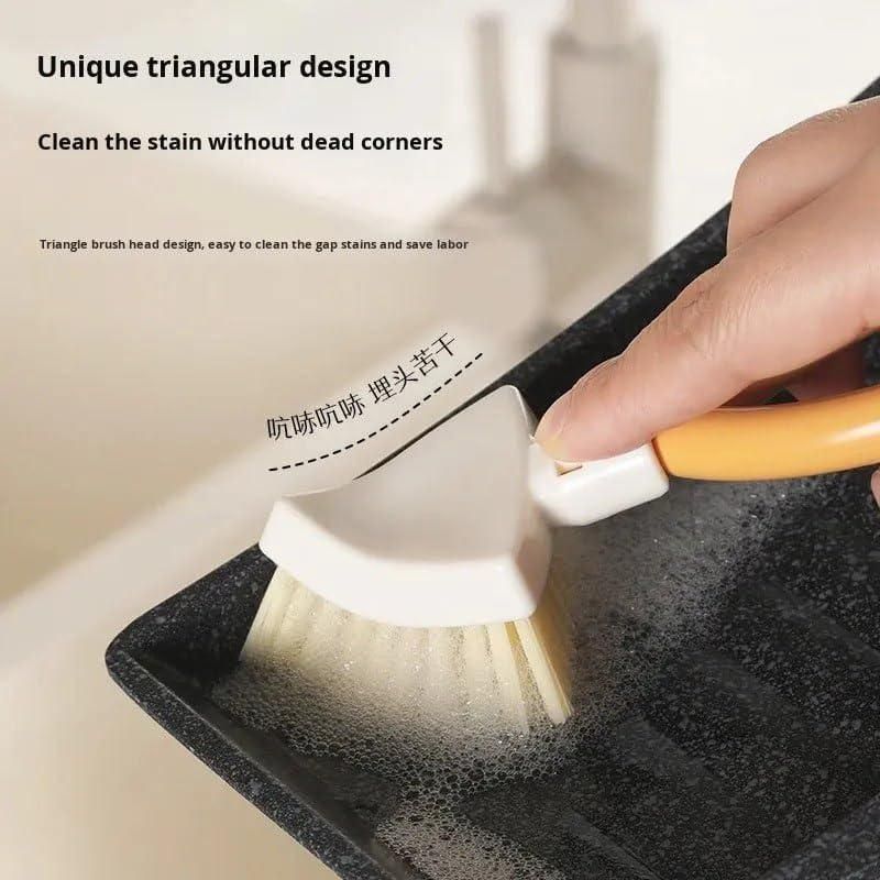 Foldable Triangular Gap Cleaning Brush with Soap Holder (Pack of 2) – Easy Reach Corners & Edges